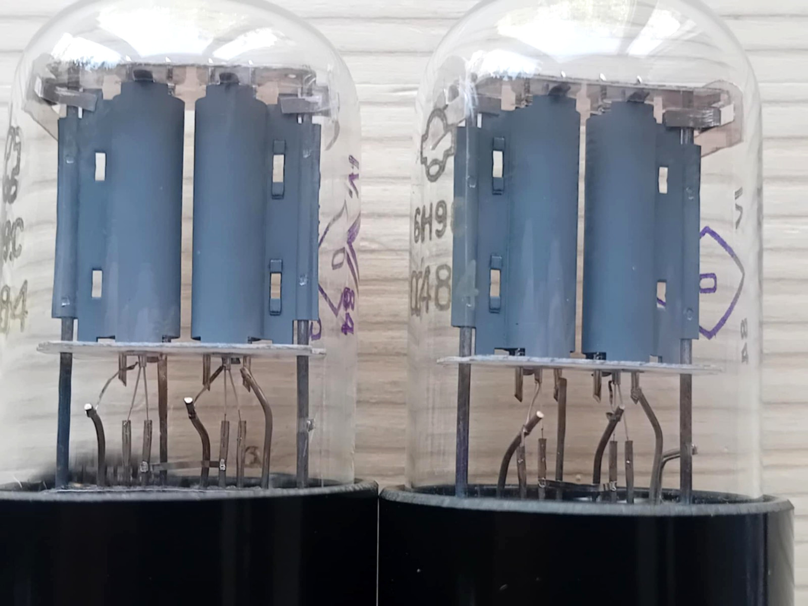 Pair of 6N9S ( 6SL7 ) Reflektor Tubes. Same Date. Military. NOS. 80′