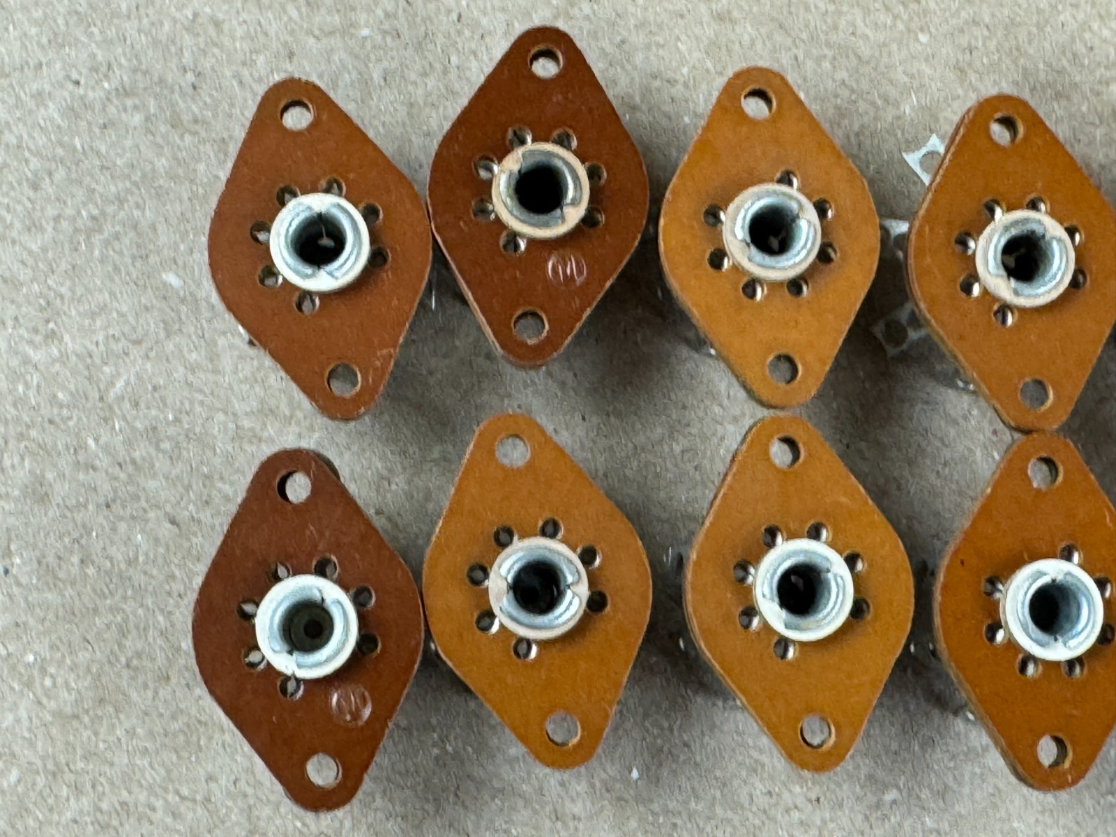 10 NOS Vintage Phenolic Wafer 7-pin Vacuum Tube Sockets for 6AU6 (Qty Avail)