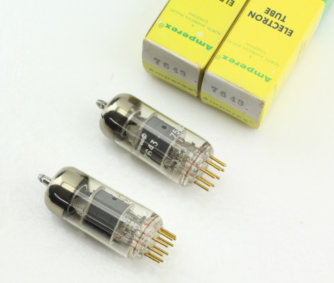 New Qty 2 Amperex 7643 PQ Mullard Mitcham Matched Pair Grey Plates O Getter