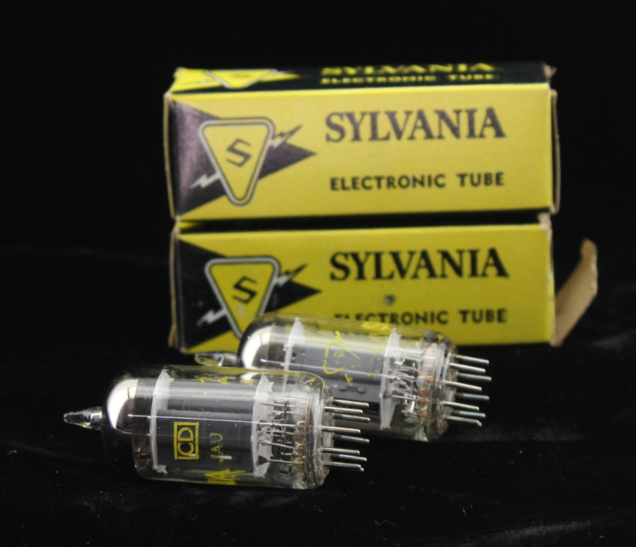 New Qty 2 SYLVANIA 5965 Matched Pair Grey Plates Foil Getter NOS USA Tubes