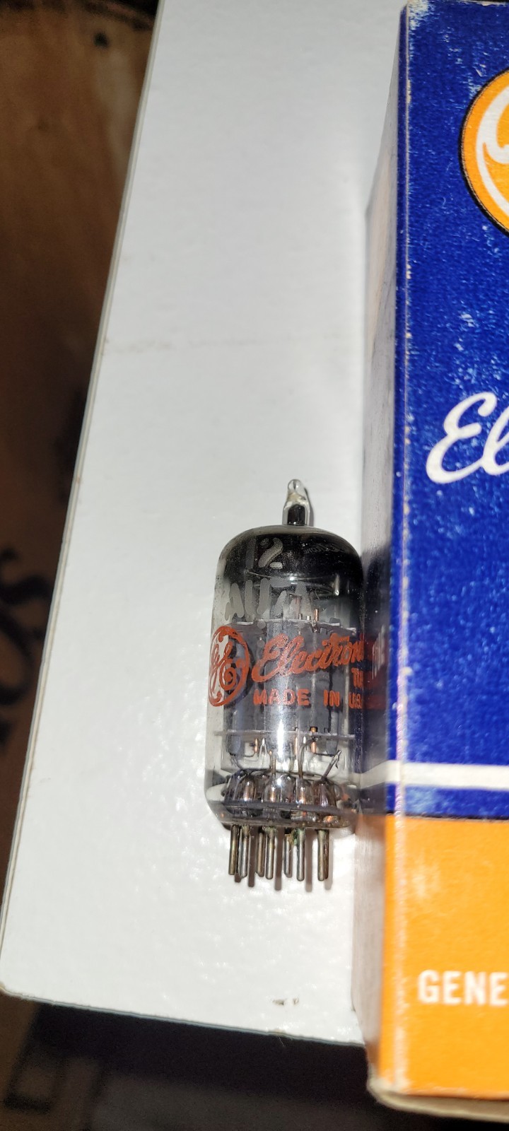(8)vintage NOS radio/TV tubes Sylvania, GE and GENERAL ELECTRONICS + capacitors