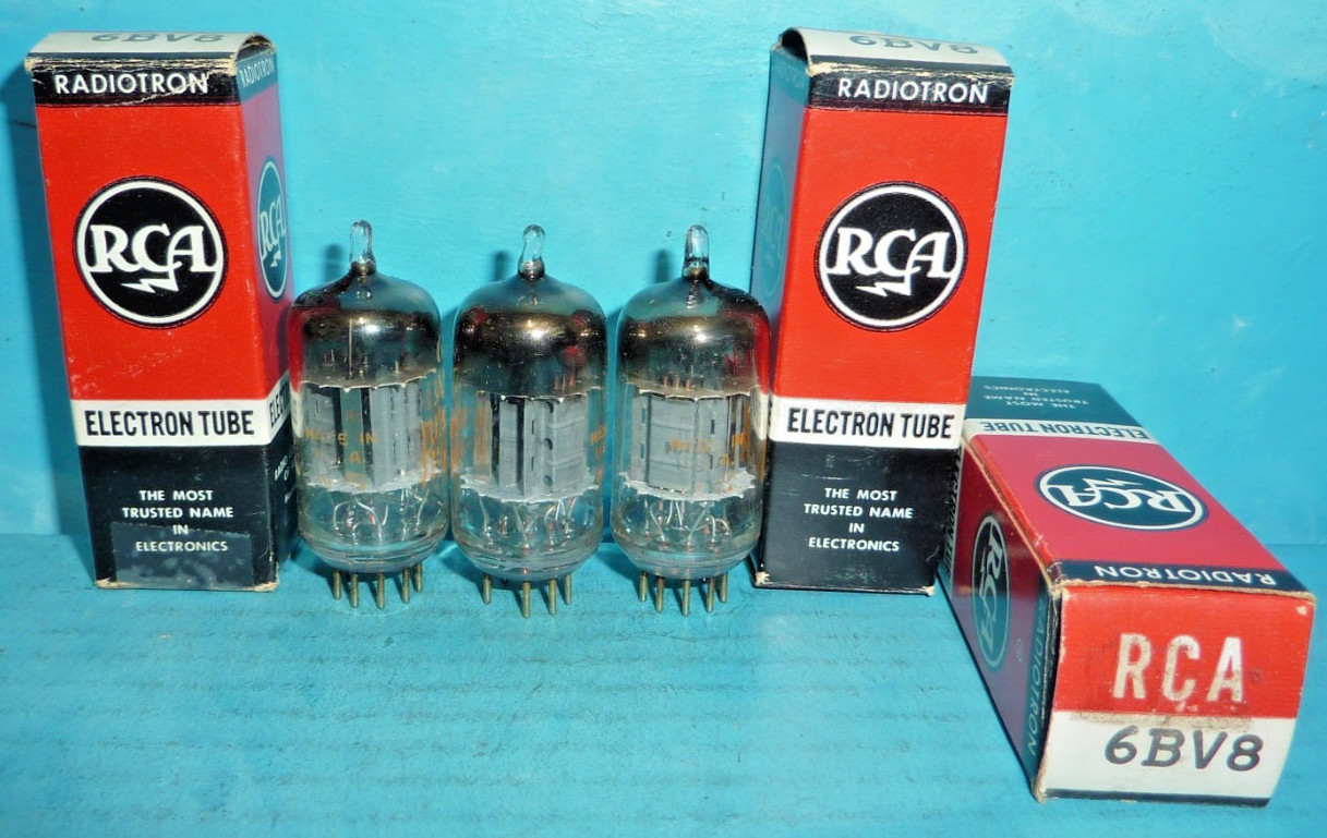 3 RCA 6BV8 Tubes Grey Plates D Getter