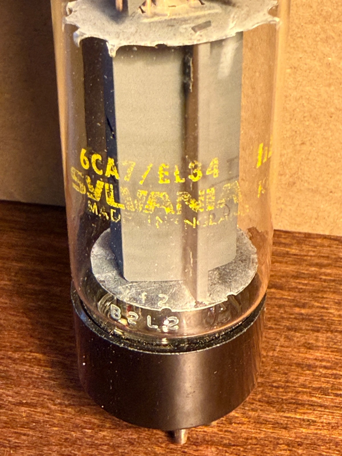 EL34/6CA7 Matched Pair Mullard made for Valvo and Sylvania, XF2, XF4 single halo