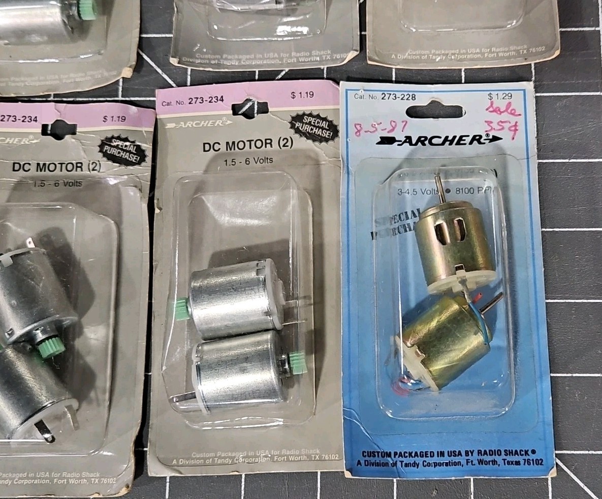 8 Vintage Archer DC Motors Gearboxes Electronic Parts Model Airplane Radio Shack