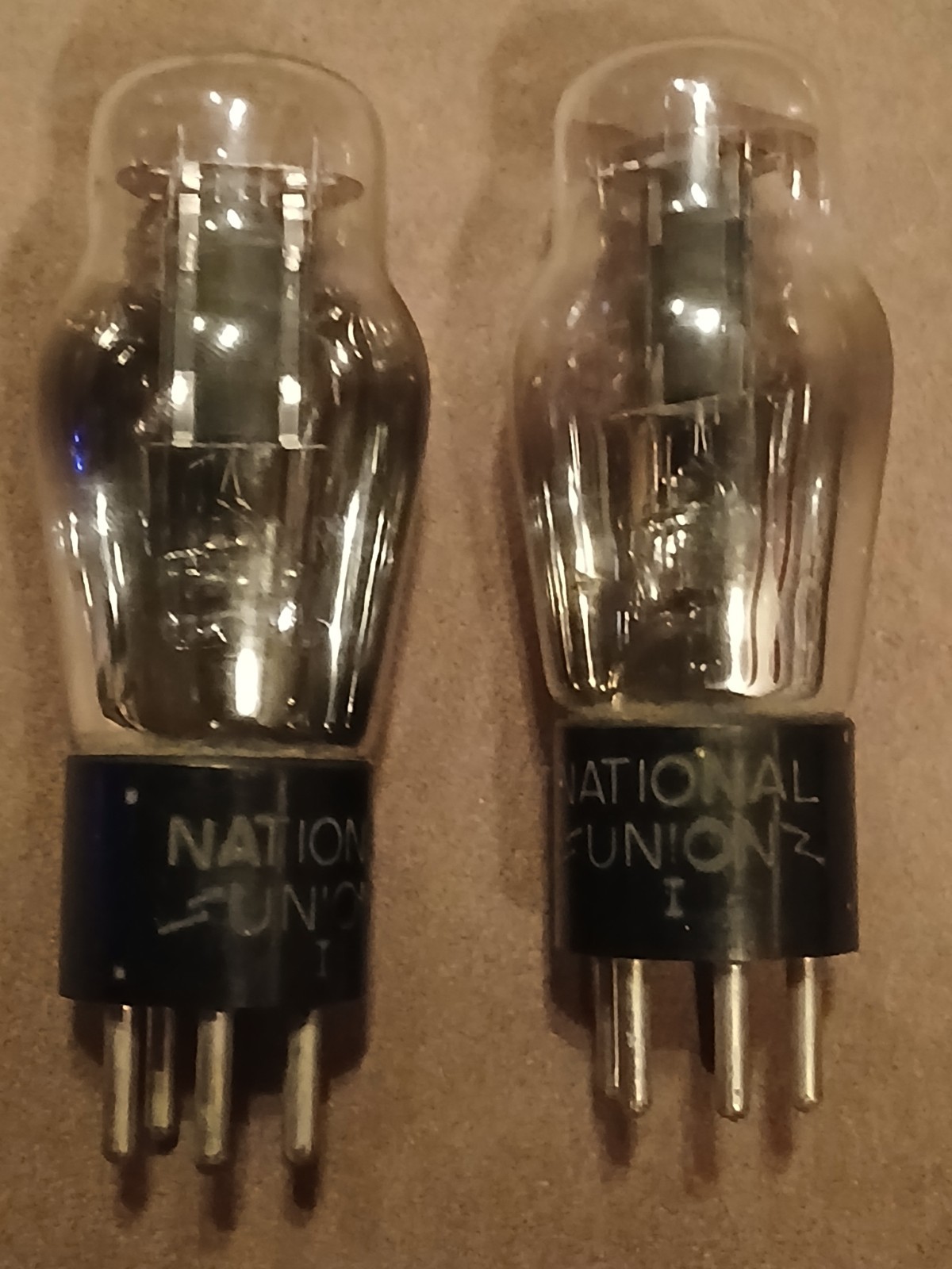 RARE Matched Pair 1930’s National Union Tube -” 1 SERIES” ENGRAVED Radio TUBES