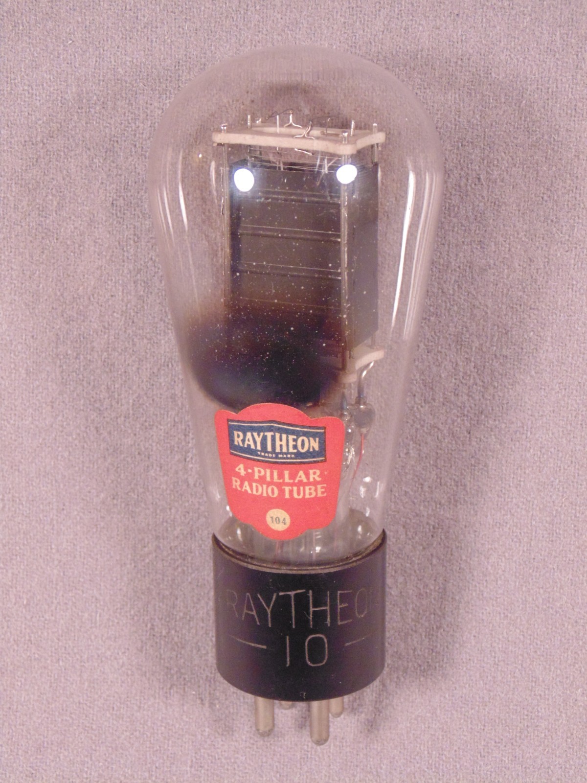 1 10 RAYTHEON Box Plate Engraved Base Globe HiFi Antique Radio Amp Vacuum Tube