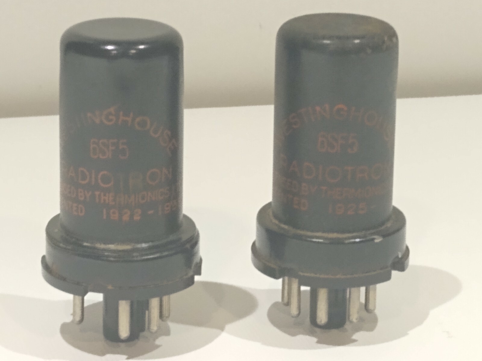Two Vintage Westinghouse 6SF5 Vacuum Tube with metal Case