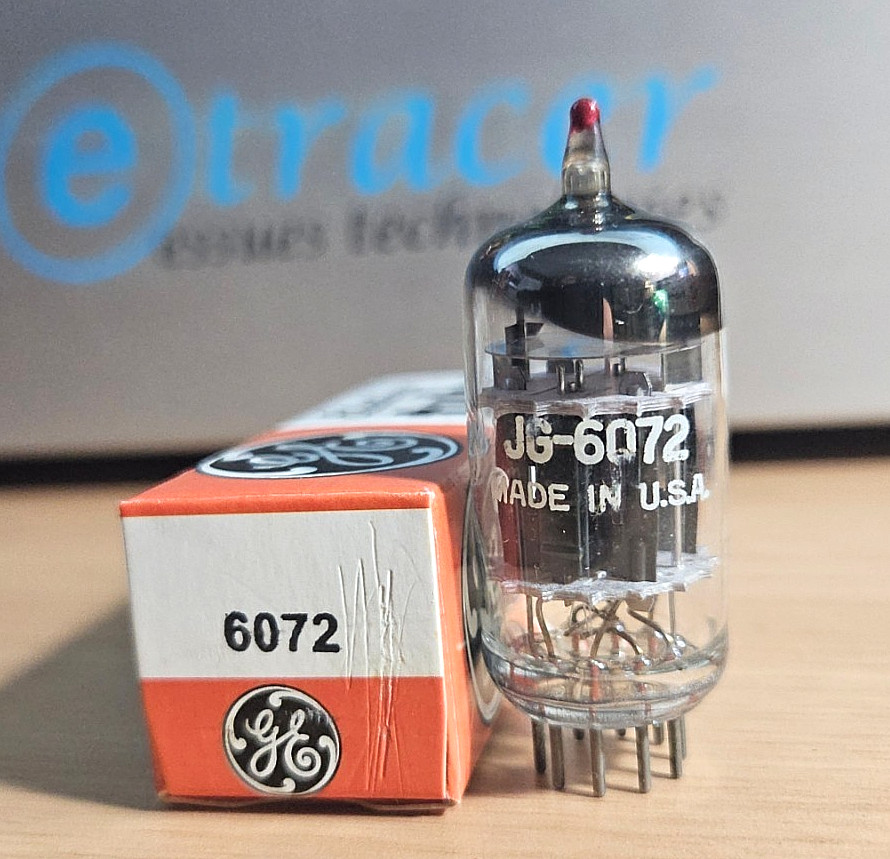 GE 6072 JG 3 MICA BLACK PLATE RED TIP AUDIO TUBE NOS NIB 12AY7 eTRACER #12C16