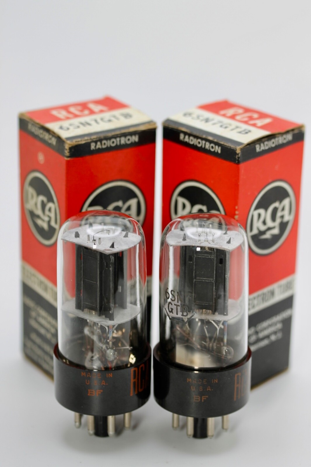 NOS RCA 6SN7-GTB 6SN7 TROPHY MATCHED PAIR BLACK FLAT-PLATE TUBES MADE 1960’s
