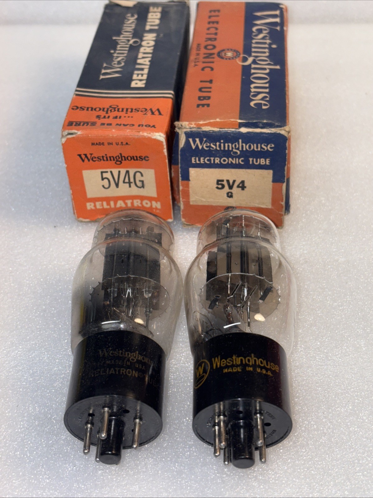 Pair Westinghouse 5V4G Rectifier Tubes New In Box