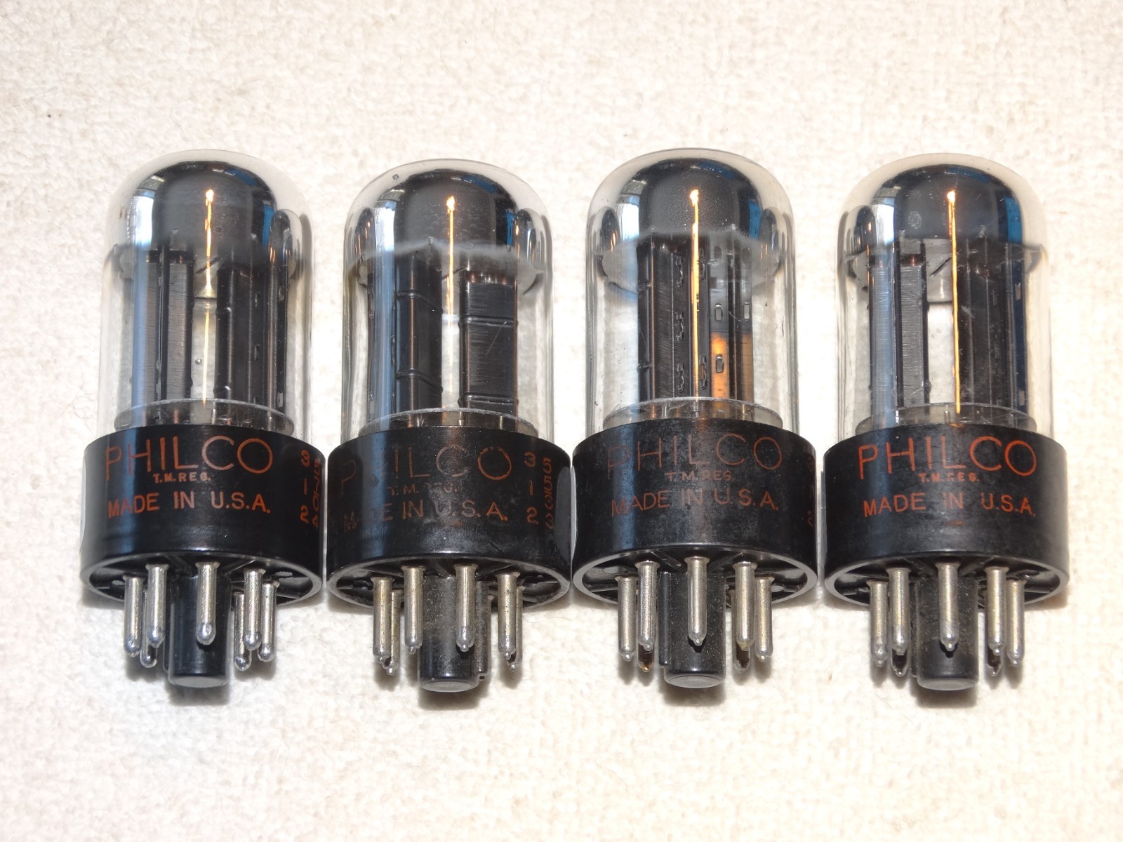 4 x 6SN7gtb Sylvania/Philco Tubes*Chrome Dome*Very Strong Quad*1950s*#17
