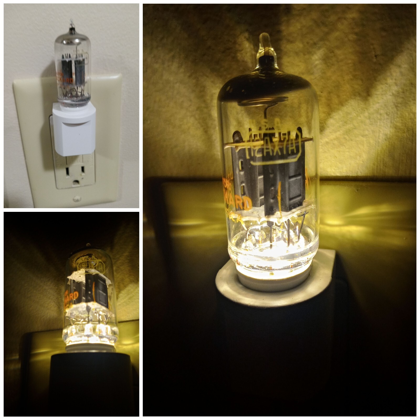 Vacuum Tube LED Night Light 12AX7 ECC83 Style White Automatic Light Sensing