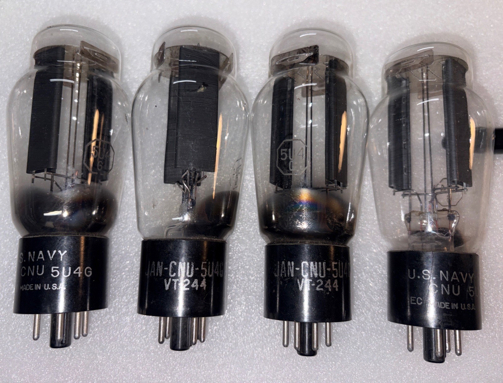 National Union JAN CNU 5U4G VT-244 Hanging Filament US Navy Tubes Strong