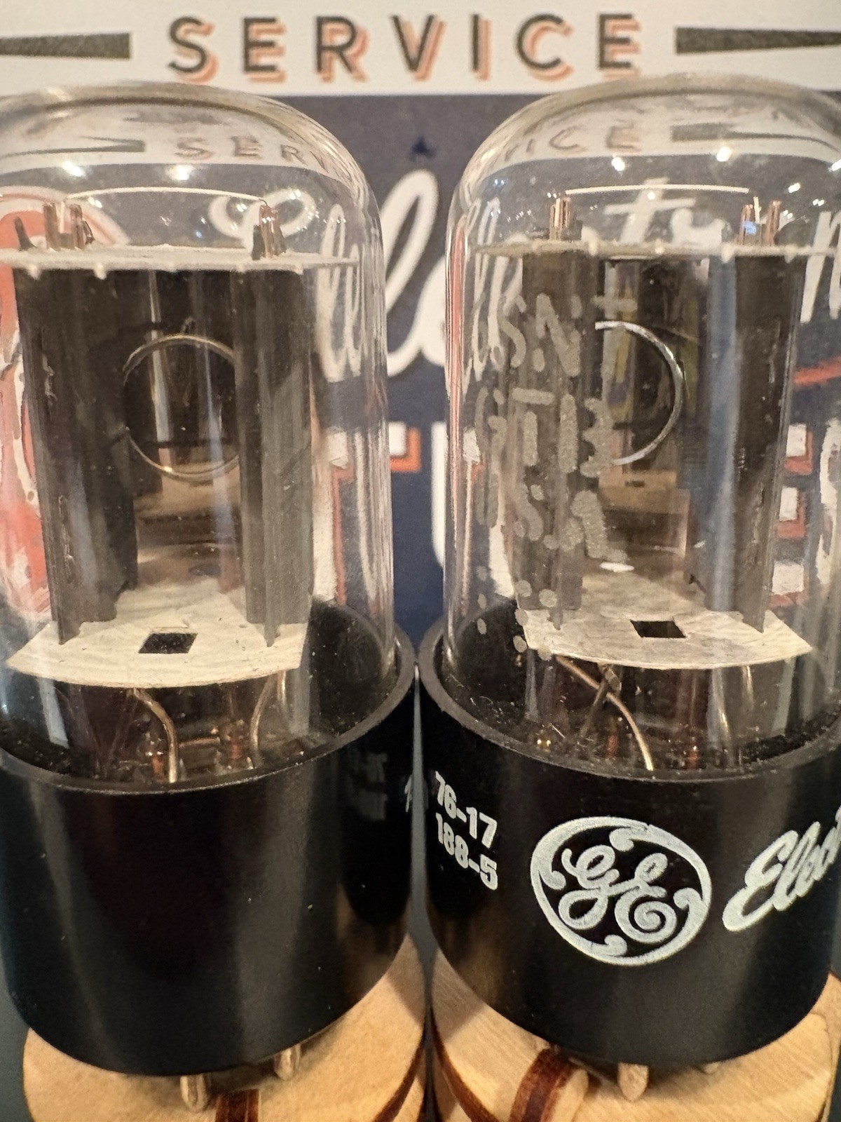 Match Pair 1976 GE 6SN7GTB Grey Plate O Getter Tubes 539C & Maxi Test NOS NIB 🔈