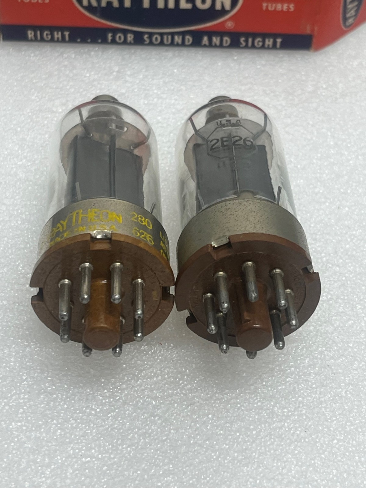 Raytheon 2E26 VHF Transmitting Beam Tetrode Valve Tubes Lot of 2pcs, NEW!