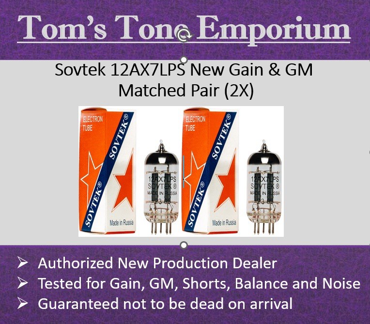 New In Box Gain & GM Matched Pair Sovtek 12AX7 LPS LONG PLATE Preamp Tubes