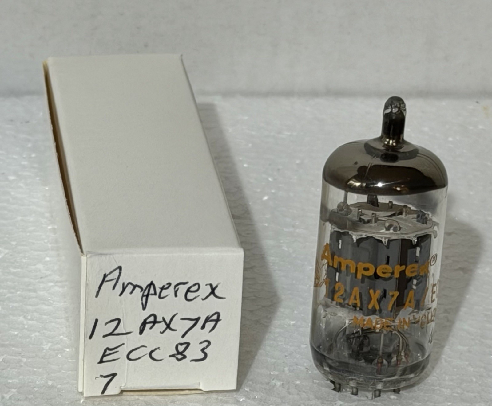 Amperex 12AX7A / ECC83 Disc Getter Preamp Tube B & K 606 Tested Excellent Logos