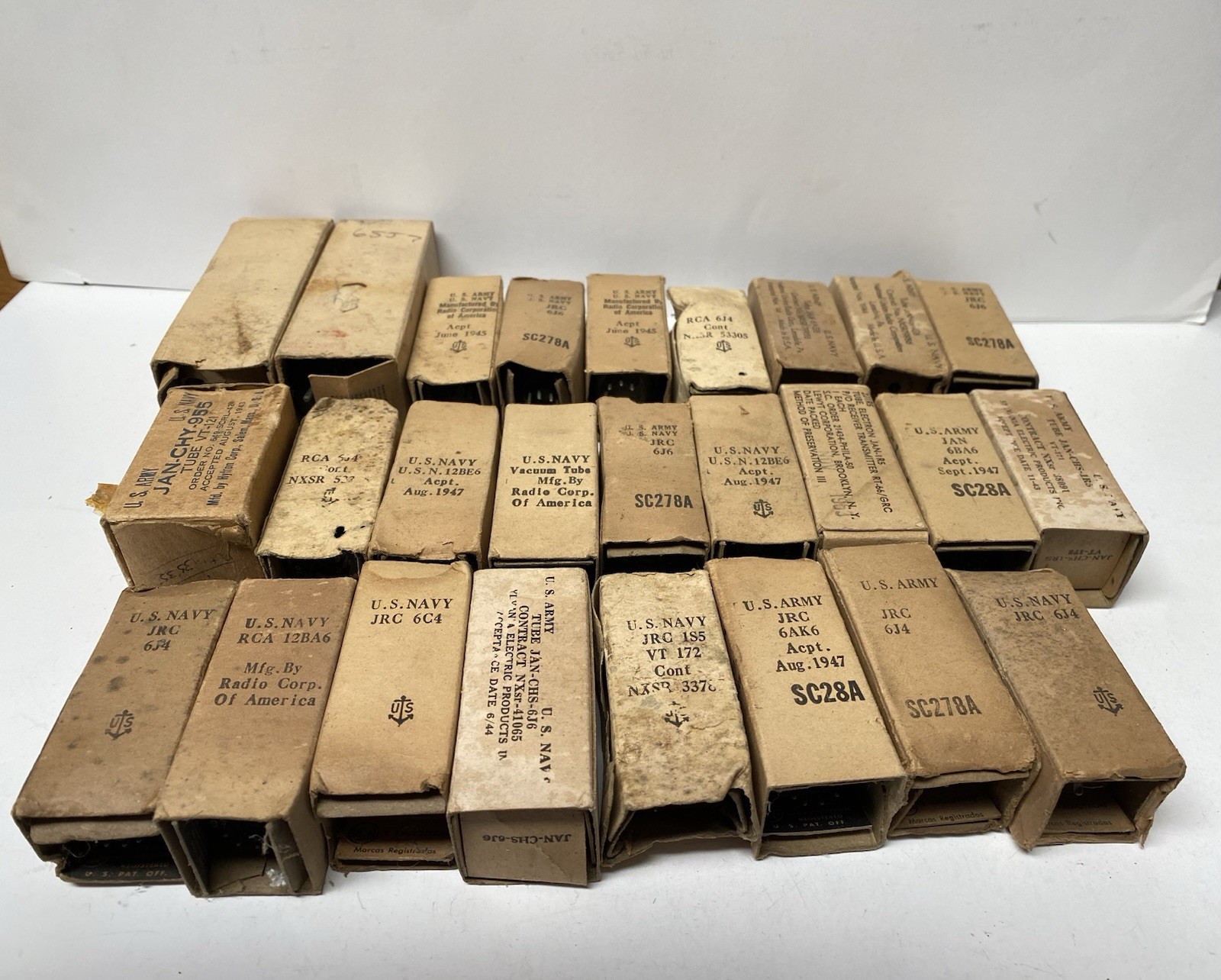 (26) JAN JRC CRC RCA US Army Navy 6J4 6J6 12BE6 Vacuum Tube Lot Vintage Radio