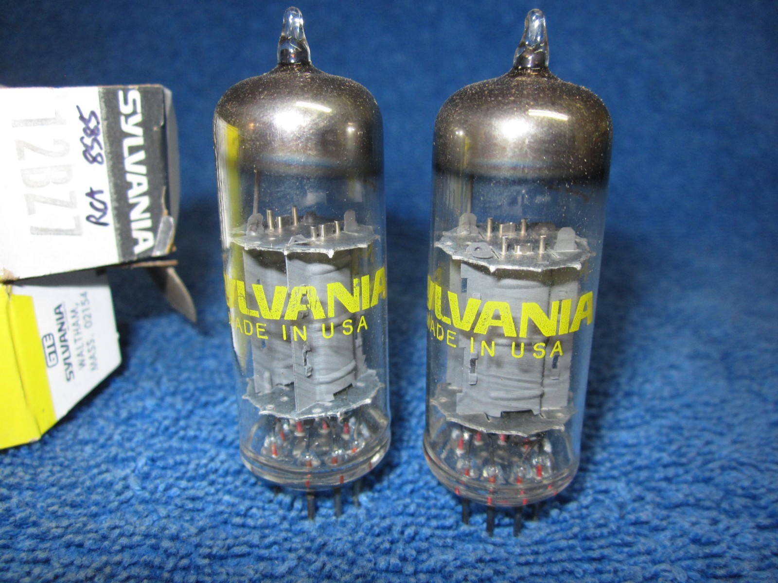 NIB Matched Pair RCA for Sylvania 12BZ7 Twin Triode Tubes Halo Getters